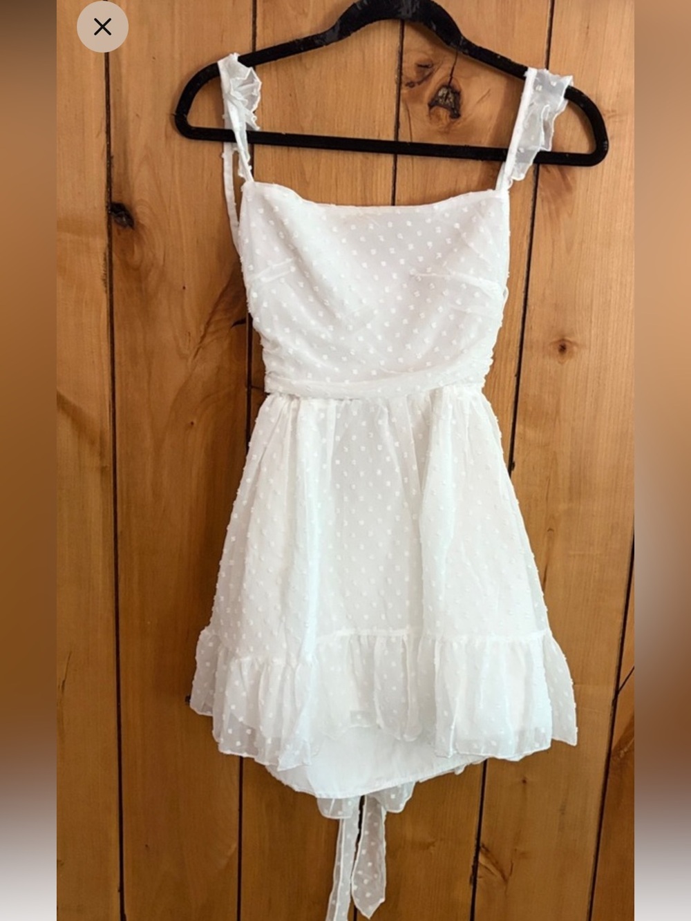 White Swiss Dot Ruffle Mini Dress